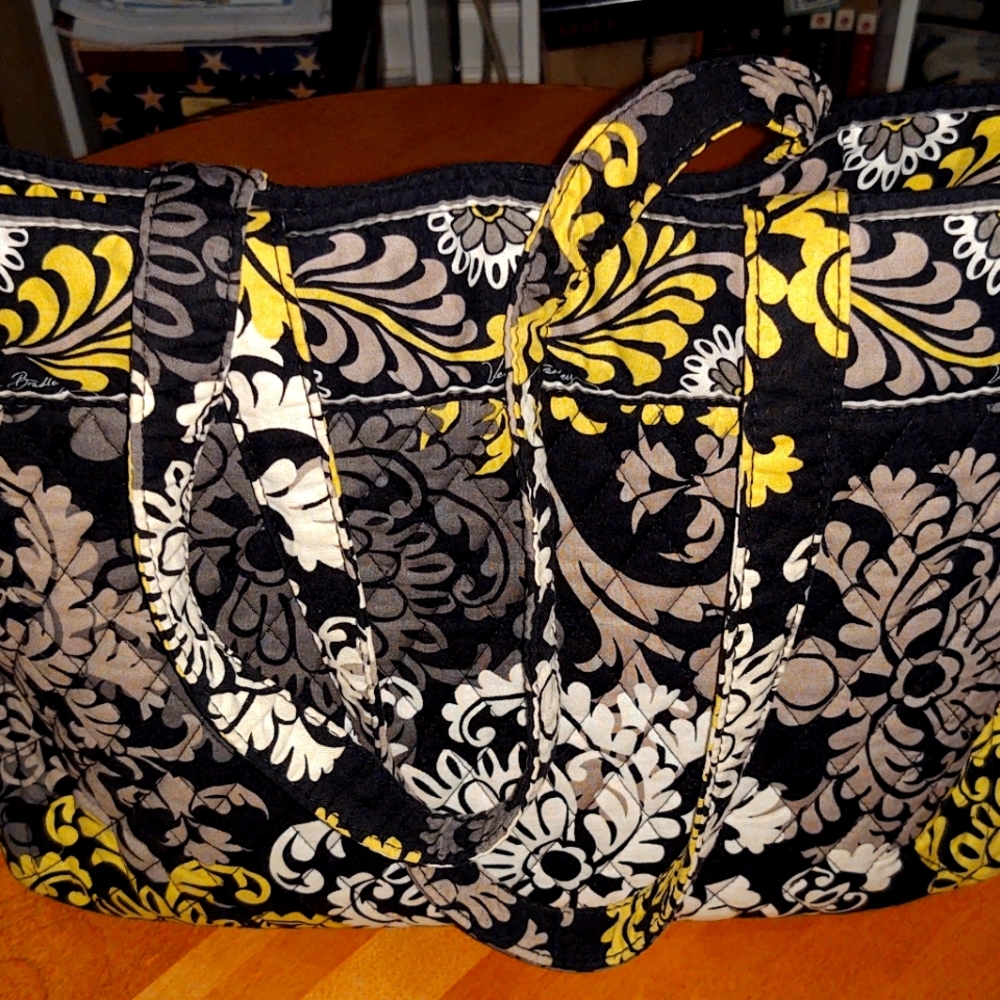 Vera Bradley Bag Yellow Black White Paisley - Picture 5 of 7